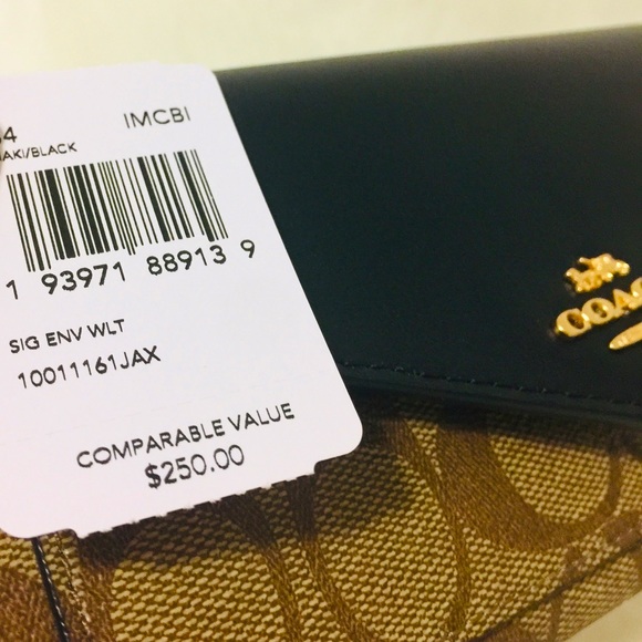 Coach Slim Envelope Black Wallet Signature Canvas - Picture 5 of 11